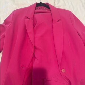 Nanette Lepore Hot Pink Tailored Blazer and Pant Suit Set